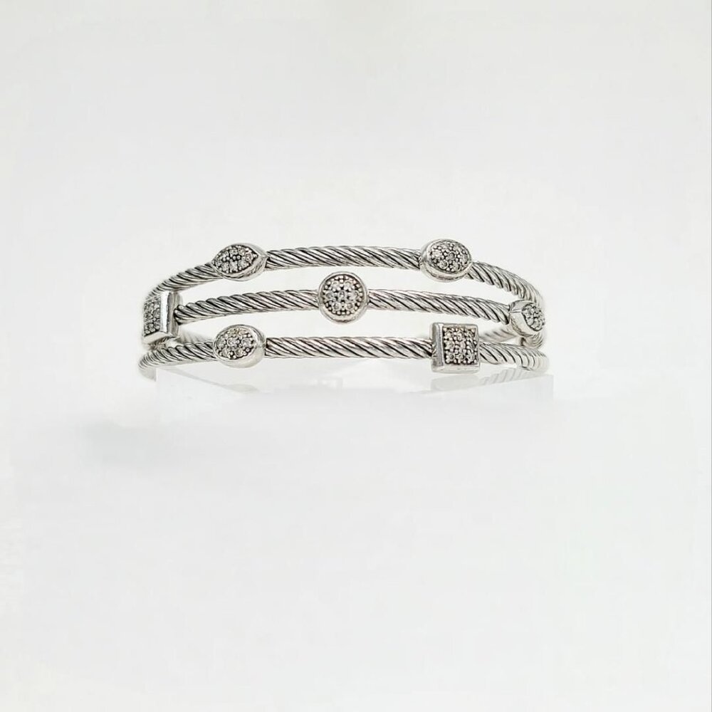 David Yurman Three Row Confetti Bracelet w/ Pavé White Diamonds - Medium - RARE